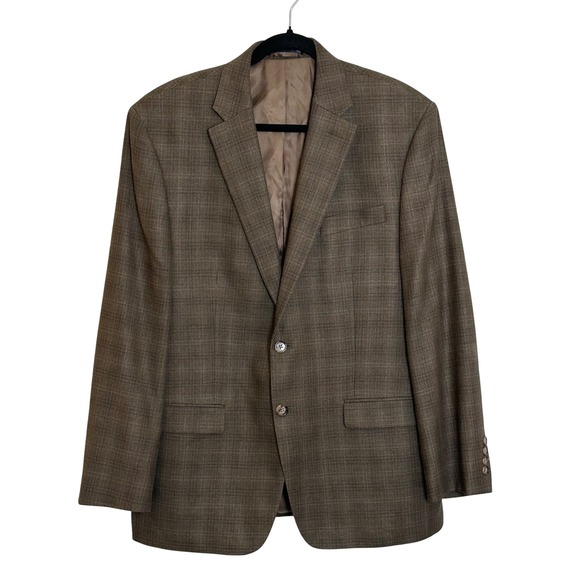 Lauren Ralph Lauren Silk Wool Blazer Sport Coat Jacket Size‎ 42R Brown Plaid